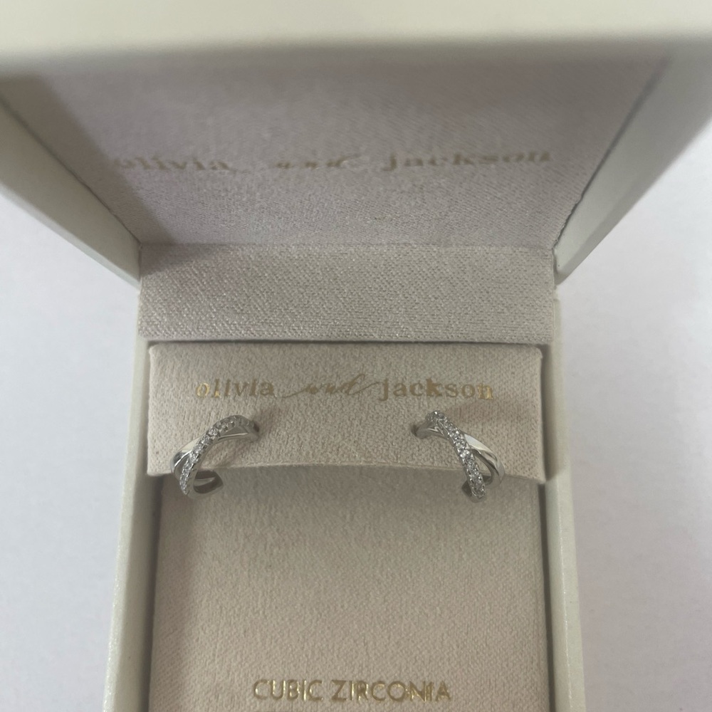 Olivia And Jackson Sterling Silver Cubic Zirconia Huggie Earrings